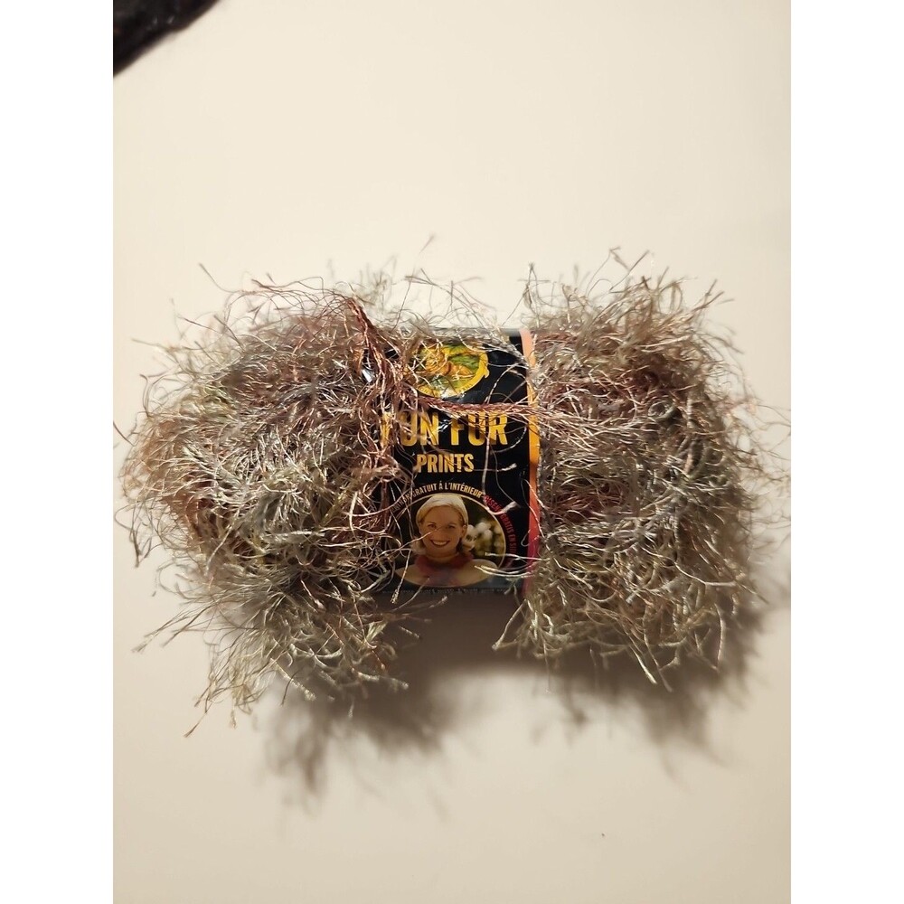 Lion Brand Fun Fur Yarn Sandstone Eyelash 1 Skein 50g NEW NIP